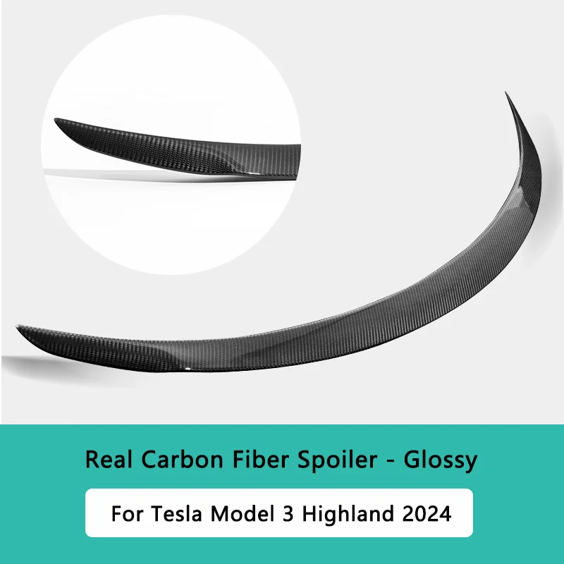 

Высокопроизводительный спойлер из настоящего углеродного волокна для Tesla Model 3 Highland 2024, оригинальный багажник, хвостовое крыло, внешние аксессуары для автомобиля