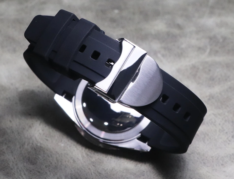 

Новые часы с складной пряжкой Baotou изогнутый резиновый ремешок 18 мм 20 мм 22 мм черный водонепроницаемый силиконовый Повседневный Браслет