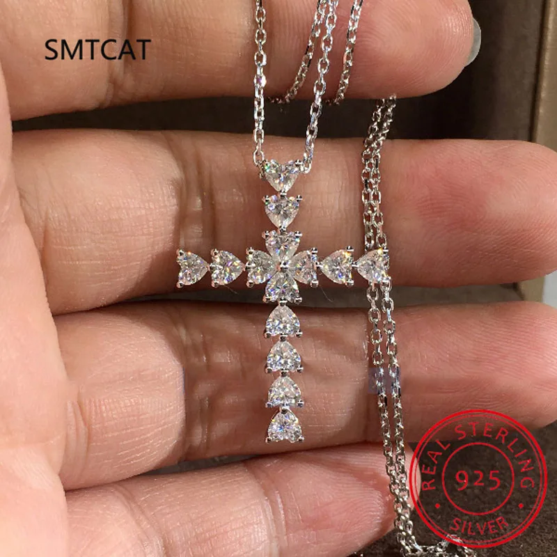 Ожерелье с муассанитом в форме сердца D стерлинговое серебро 925 пробы подвески