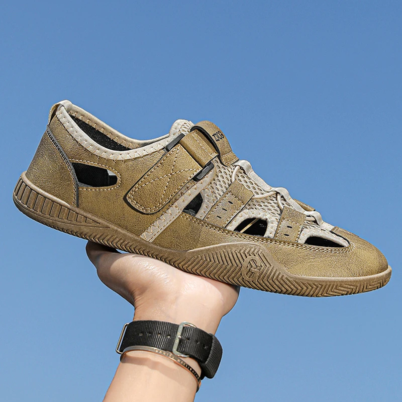 Summer Men Hiking Shoes Breathable Male Trekking Shoes Outdoor Sports Men Walking Shoes Toe Protection Anti-slip Casual Sneakers