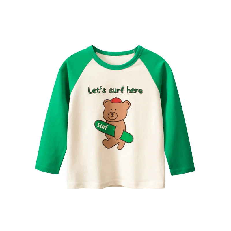 

Korean Style Children's Clothing Autumn New Cartoon Bear T Shirt Girls Casual Long Sleeve Cotton Top Tees O-Neck Kids Clothes
