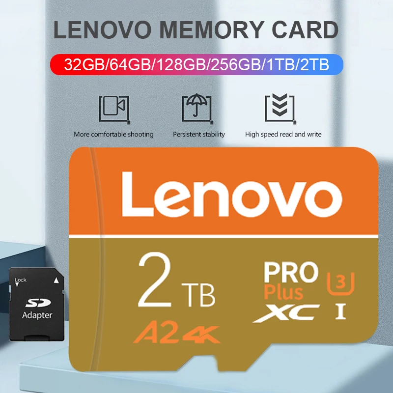

Original Lenovo Memory SD Card 2TB 1TB 512GB 256GB 128GB Class10 Mini Micro TF/SD Card for Phone/Computer/Camera/Drone