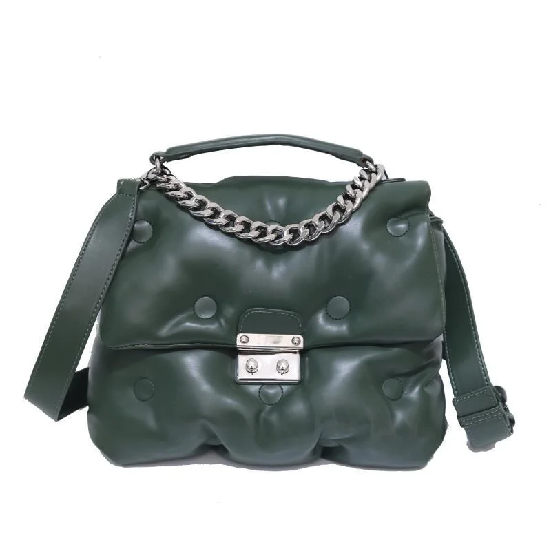

Fashion Chain Down Cotton Women Handbags Designer Space Pad Feather Shoulder Bags Luxury Pu Leather Crossbody Messenger Bag Tote