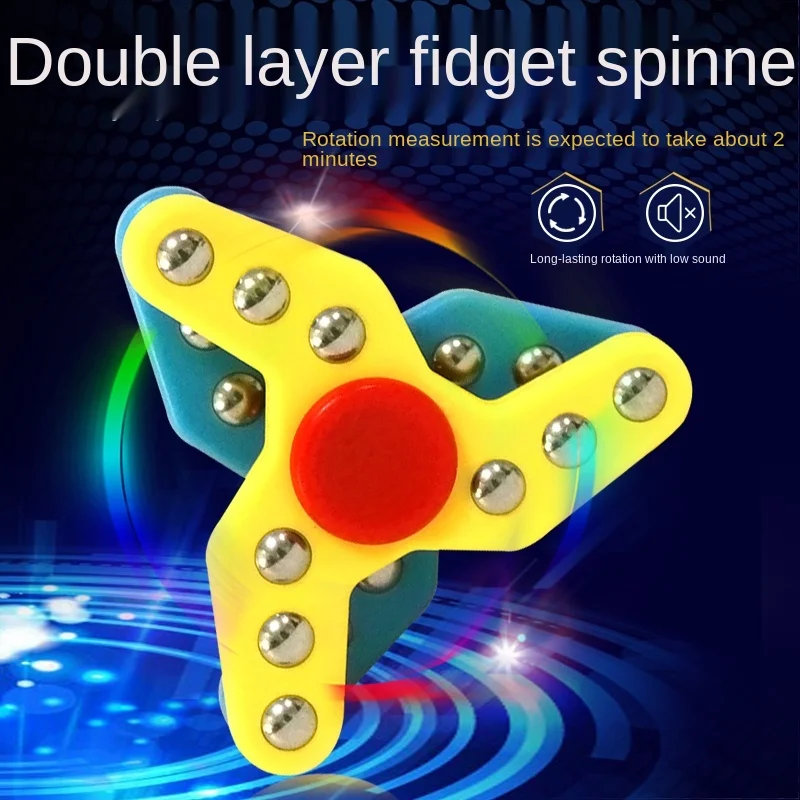 

Double-Layer Fingertip Gyro Triangle Three-Leaf Triangle Metal Adult Stress Relief Toys Hand Spinner Creative over 14 Years Old