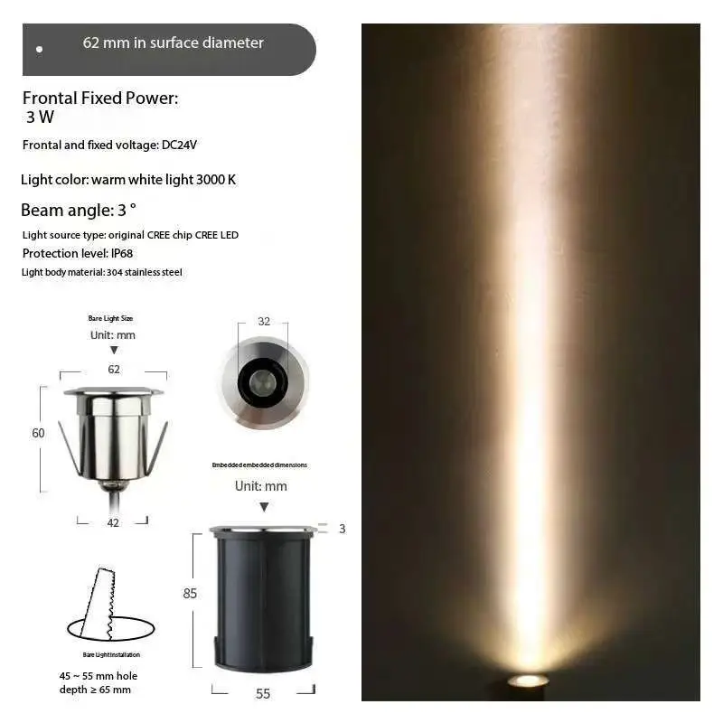 IP68 1W3W5W LEDUnderground светильник Напольная Лампа для садовых дорожек уличная подземная