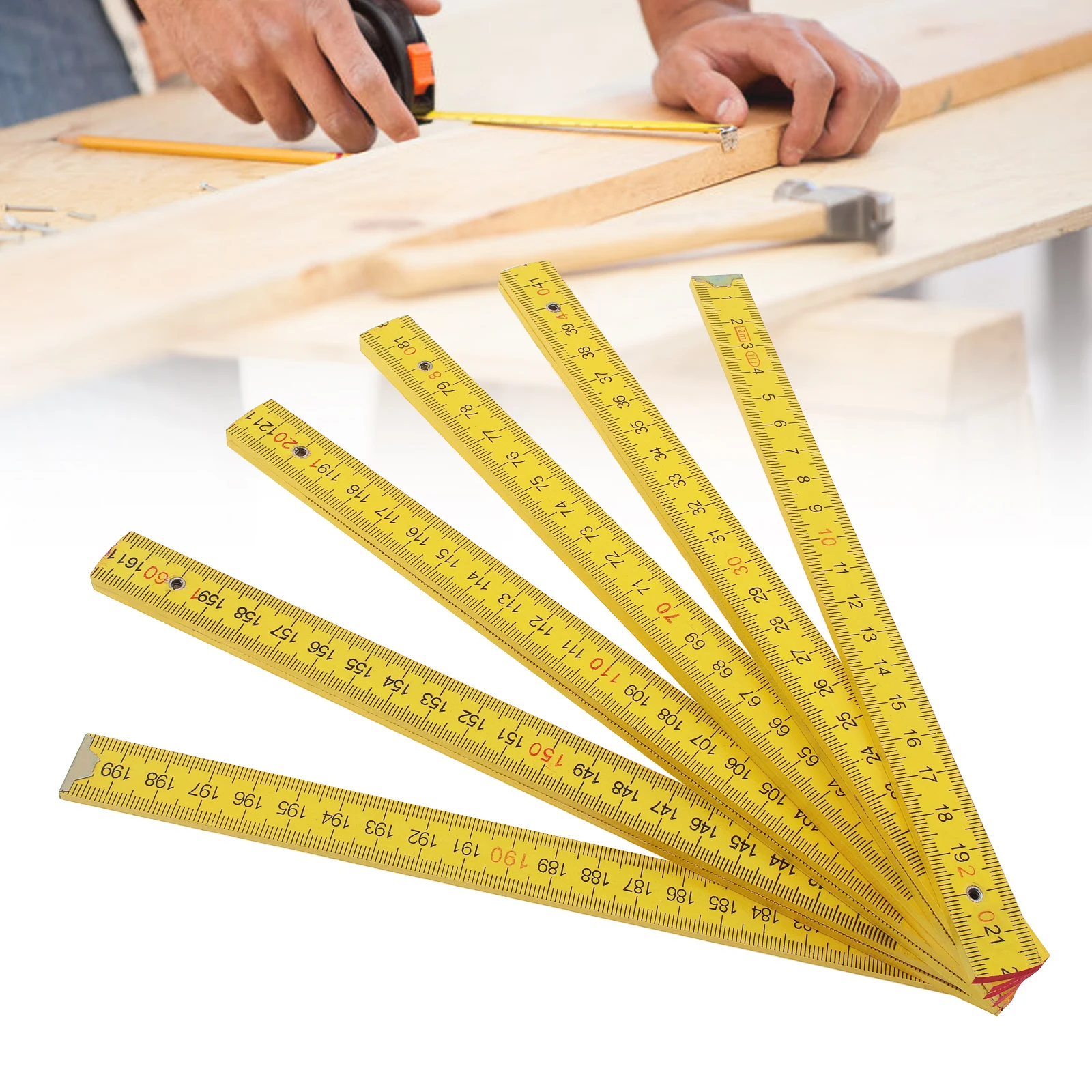 

2m Angle Rulers Folding Wooden Ruler Inch Metric Double Sided Scale for Drawing Teaching Carpenter Measuring Tool