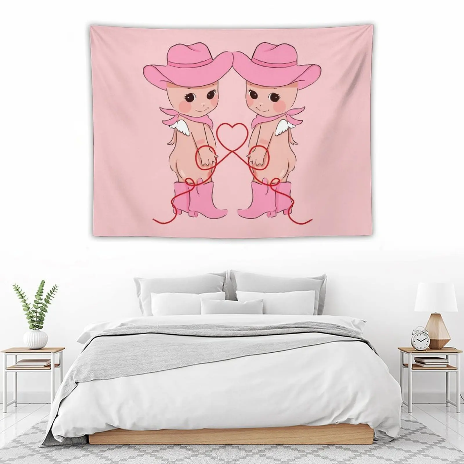 Розовый гобелен Cowgirl Cherubs