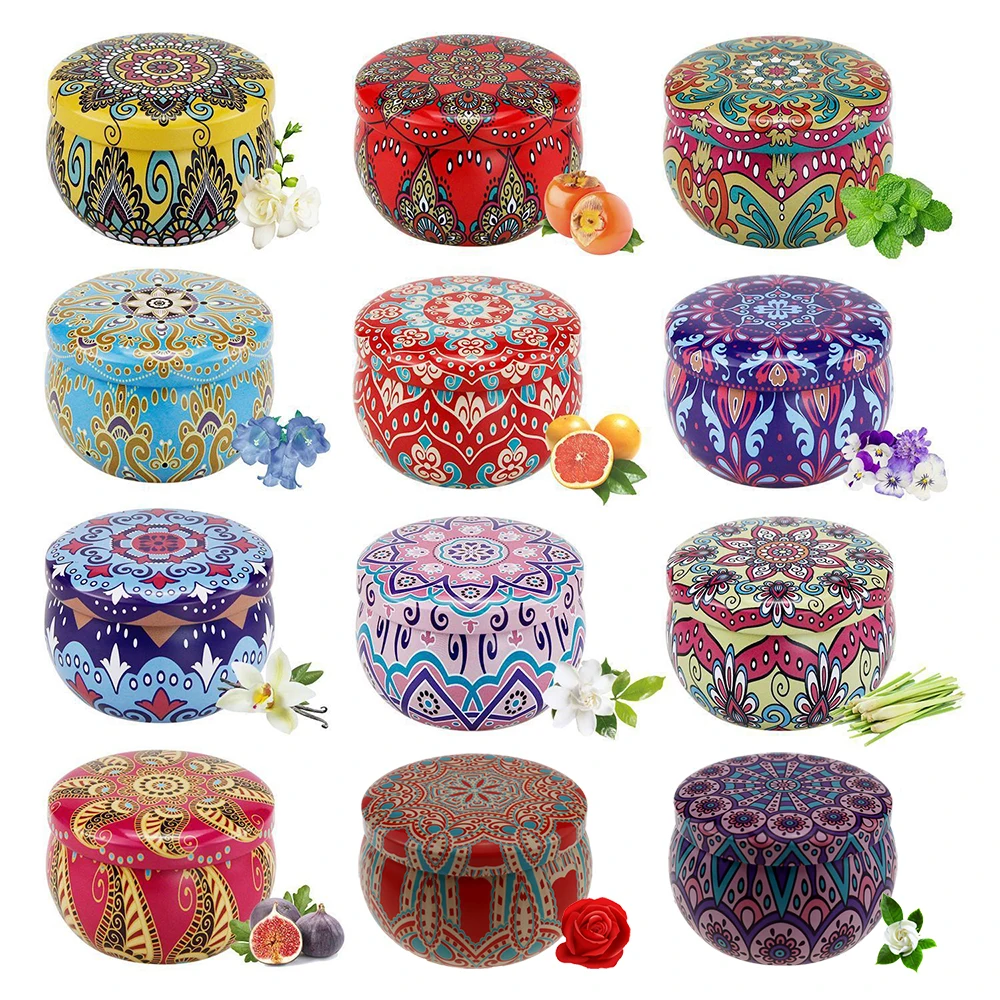 

Набор Из 12 Круглых Жестяных Банок 2 Унции И 4 Унции