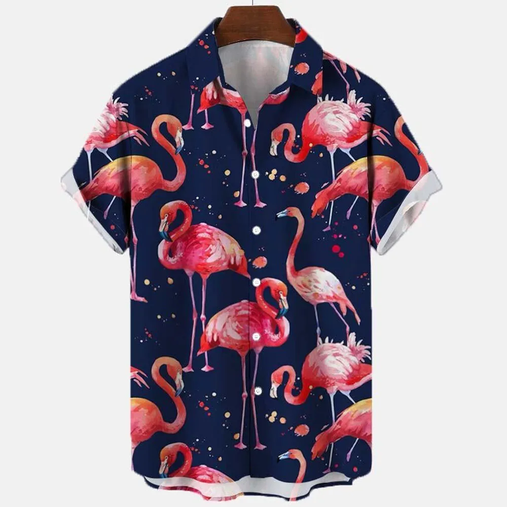 2023 Animal Red-crowned Crane Trend Man 3d Shirts Hawaiian Shirt Men Clothes Loose Men's Shirts Summer Male Shirt Street Top