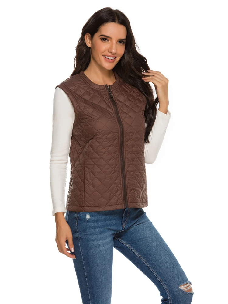 

Women's Vest Solid Sleeveless Lightweight Zip Jacket Coat Casual Waistcoat Vest Cardigan with Pockets