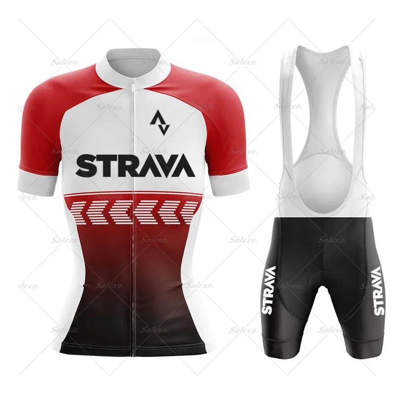 

Женский комплект из джерси и шортов STRAVA, летний велосипедный комплект с короткими рукавами 19D Gel для горных велосипедов, одежда для велоспор...