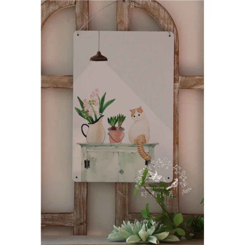 

A Variety of Retro Gardening Antique Characters Cat Iron Skin Painting Garden Courtyard Wall Decoration Gardening Groceries