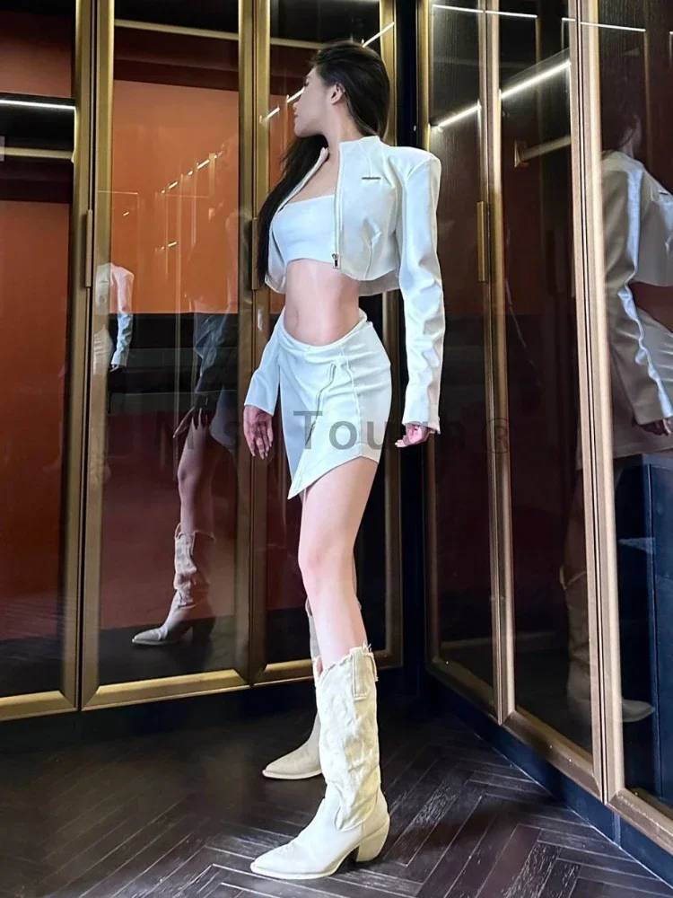 Эстетический элегантный кожаный комплект из 2 предметов 2000-х годов женская