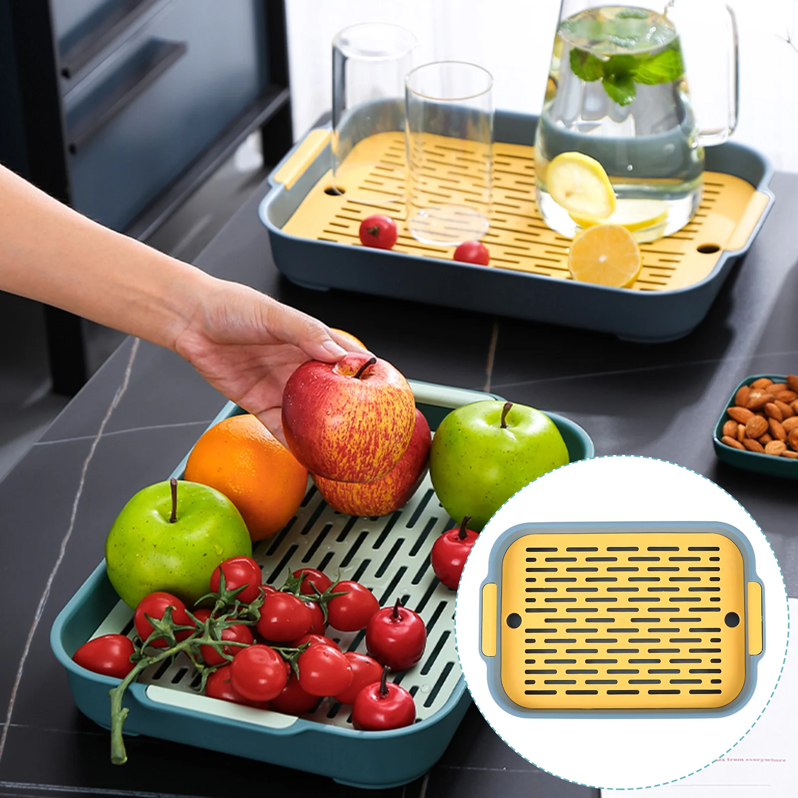 

Drain Tray 2 Tier Tray Contertop Dishes Holder Drainage Sink Drainer Mat Dish Drainboard Pp Countertop Dish Drainer