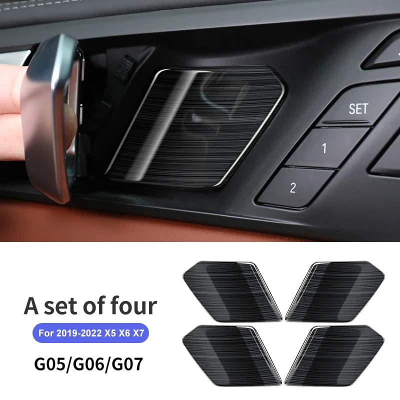 

4 шт. наклейки на внутреннюю дверь автомобиля, рама дверной ручки из нержавеющей стали для BMW X5 G05 X6 G06 X7 G07 2019 2020 2021 2022, аксессуары