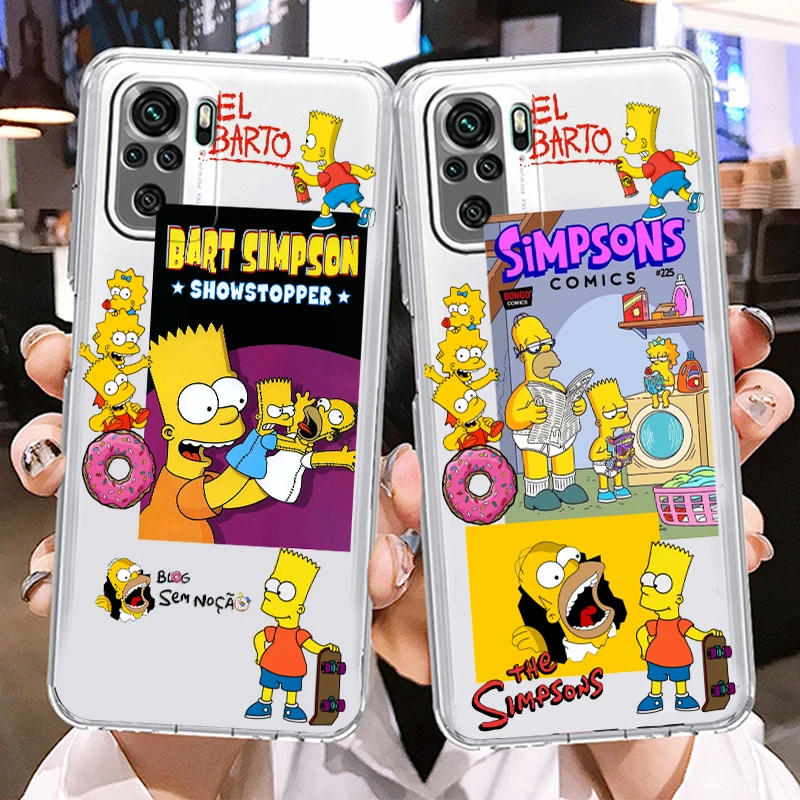 

The Simpsons Homer love Bart For Xiaomi Redmi K50 K40 Gaming 10 10C 9AT 9A 9C 9T 8 7A 6A 5 4X Transparent Phone Case Cover