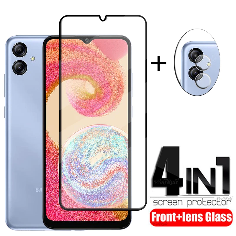 

4-в-1 для Samsung Galaxy A04E стекло для Samsung A04E закаленное стекло полное покрытие 9H Защита экрана для Samsung A04E стекло объектива