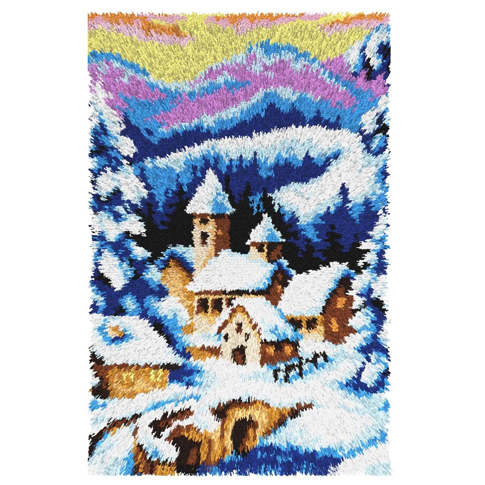 

Large size Latch hook rug kits with printed canvas for adults Carpet in the form of crochet hook mat Crafts for adults