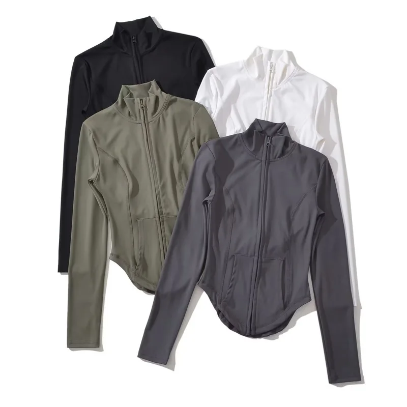 

Женский топ на молнии с длинным рукавом