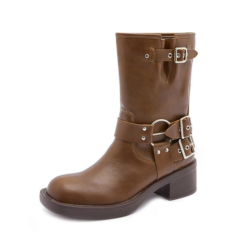 

Platform Heels Women's Boots Trend 2023 Authentic Leather Western High Boot Female Luxury Designer Shoes Ladies Wedges Studded