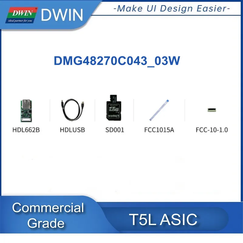 DWIN 4.3-inch T5L DGUS System UART TFT LCD Display 480*272 16.7M Colors Commercial Grade TTL  - DMG48270C043_03W images - 6