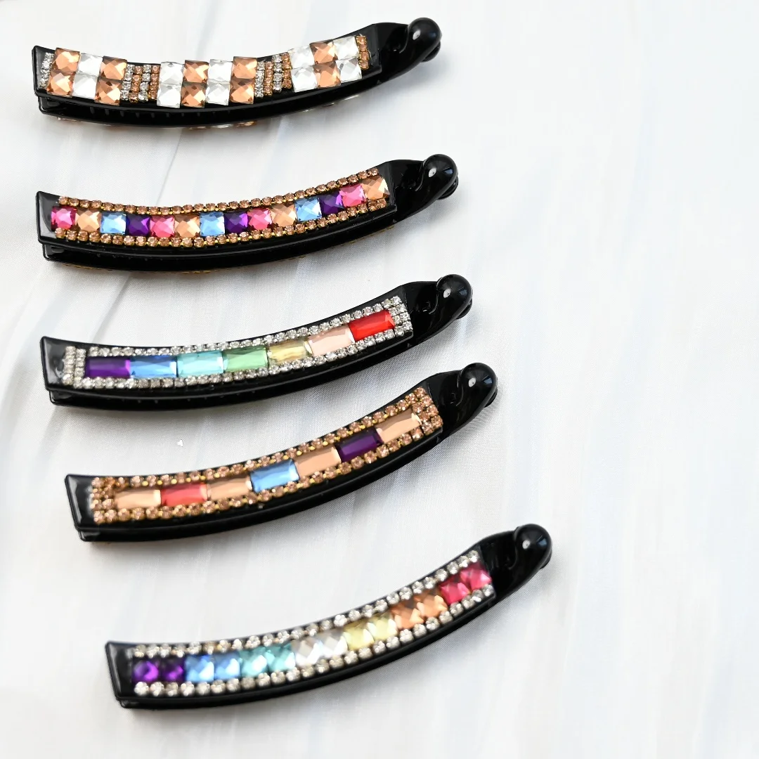 Новые заколки для волос ручной работы Заколка-банан с цветными искусственными