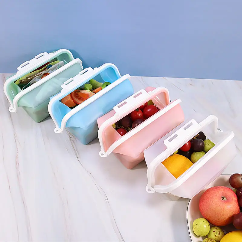

Silicone Folding Lunch Box Food Grade Preservation Box Refrigerator Storage Box