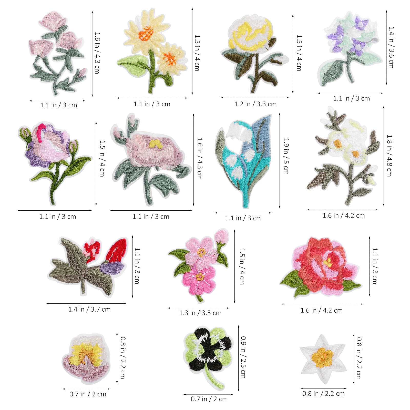 14 шт. нашивки с вышивкой в виде цветов