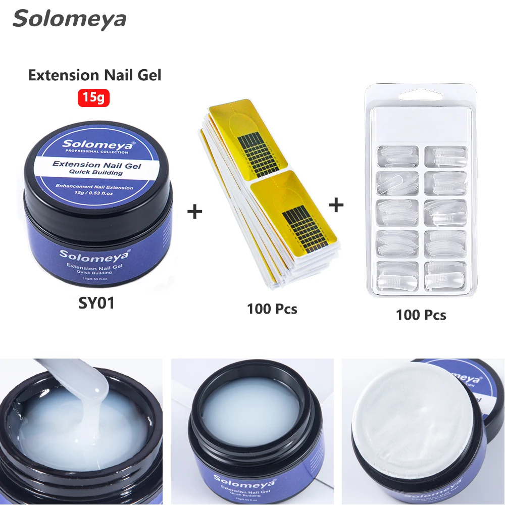 

Маникюрный гель для наращивания ногтей Solomeya, белый цвет, 100 шт.