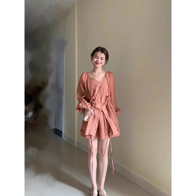 Костюм для защиты от солнца из льняной пасты Новинка лета 2024 Корейская версия