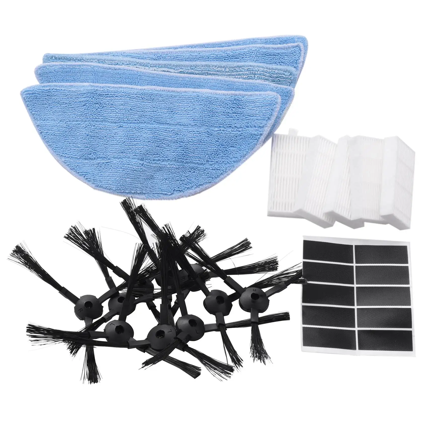 

Replacement Consumable Accessories Parts 10pcs Side Brush + 5pcs Hepa Filter + 5pcs Mop Cloth + 10pcs Magic Paste for ILIFE V