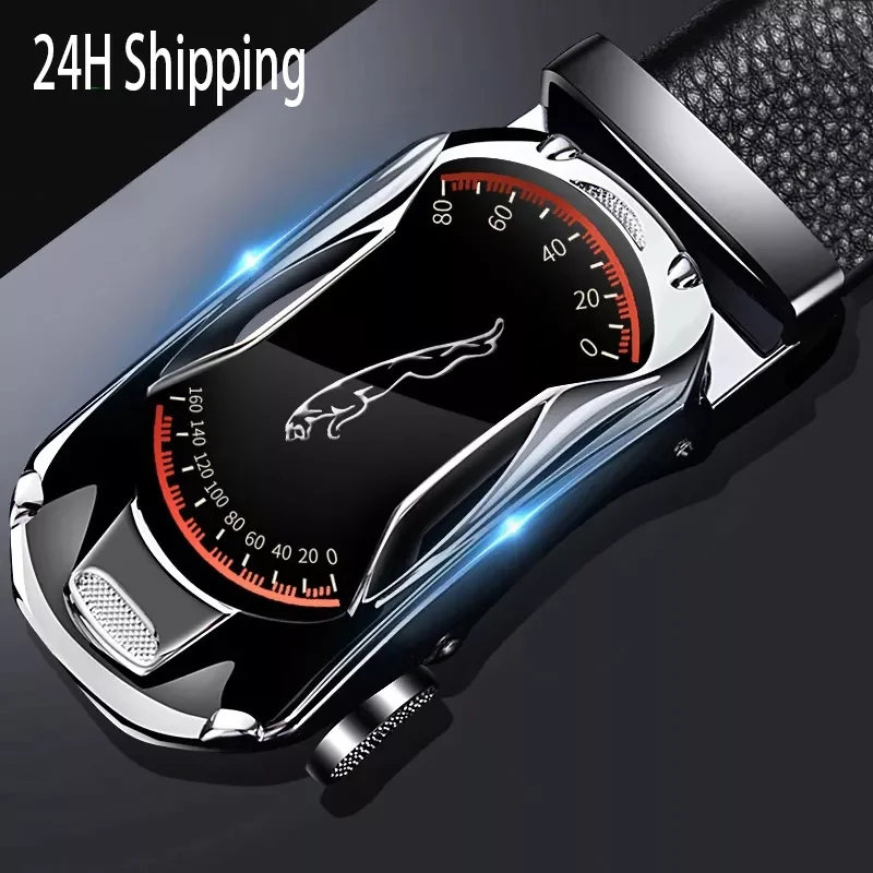 

Belts for 3.5cm Width Sports Car Brand Fashion Automatic Buckle Black Genuine Leather Men's Jeans High Quality Waist Male St