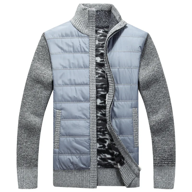 Fleece Sweater Coat Men Thick Warm Patchwork Wool Cardigan Zipper Slim Fit Knitted Autumn Winter Jackets Fashion Male Clothing