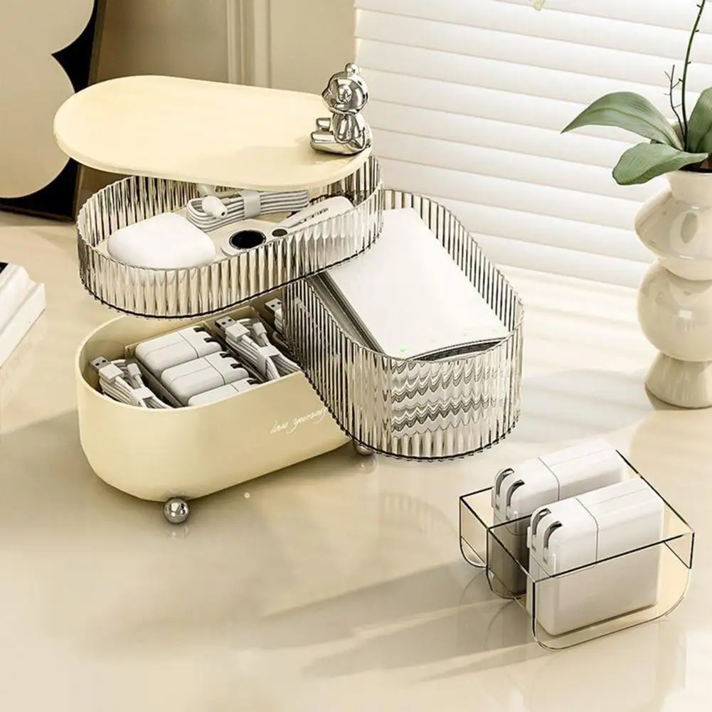 

Covered Organizer Bin Dustproof Storage Box Multi-layered Rotatable Jewelry Makeup Organizer with Dustproof Cover Removable
