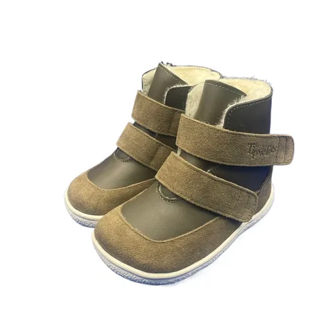 Новые зимние ботинки TipsieToes из натуральной кожи с двумя ремешками и стелькой из натурального меха, теплые детские ботинки для маленьких девочек и мальчиков
