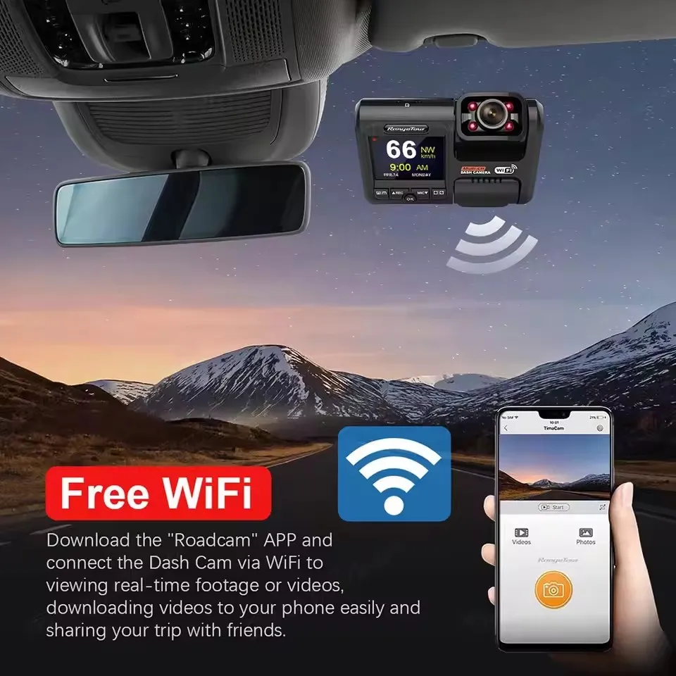 Автомобильный видеорегистратор с двумя объективами 4K 2160P Sony IMX335 Датчик WIFI GPS