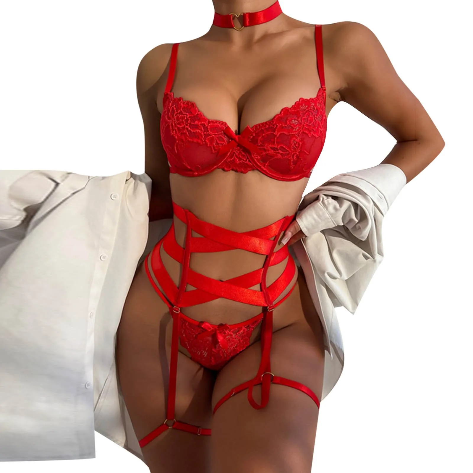

Womens Underwear Set Lace Bra And Underwear Set Strap Lace Underwear Solid Suspenders Strap Sexy Women Lingerie Valentines Day