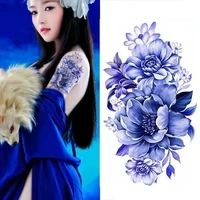 2468pcs blue enchantress peony lily rose flower tattoo stickers waterproof female anti sweat lasting to cover scars tattoo