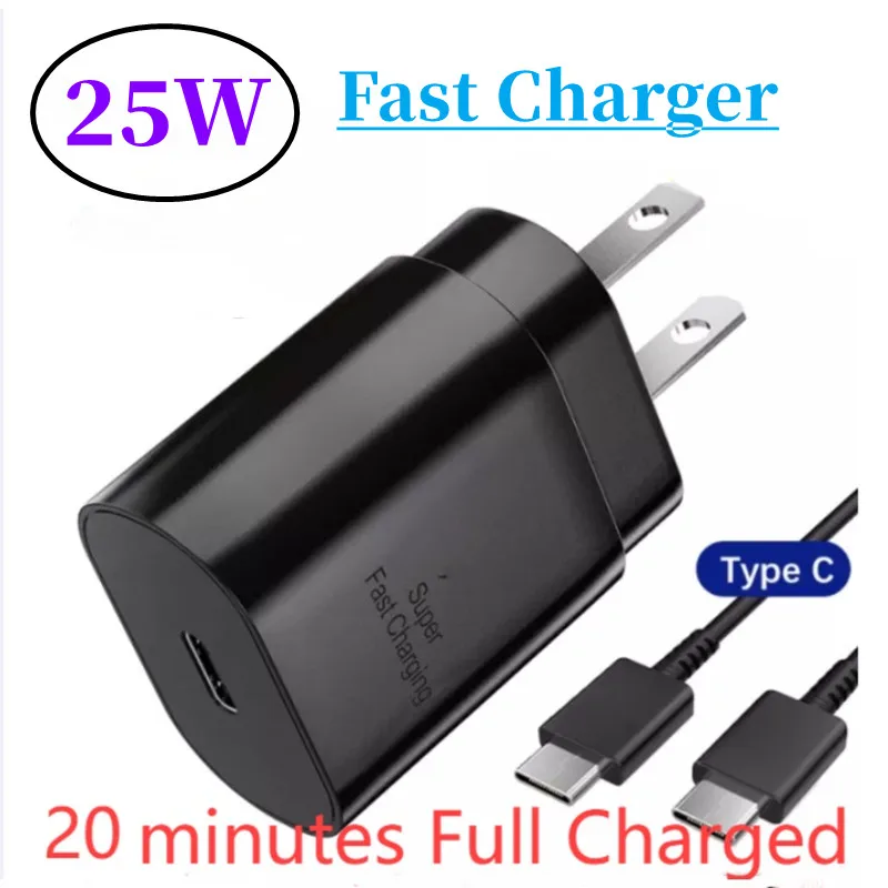 

10set Original 25W Fast Charger USB Type C Quick Charge For Samsung S21 S22 S23 Ultra Note 10 20+ Fast Charging Type C Cable