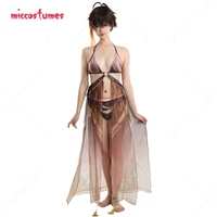 women zhongli derivative bikini cosplay costume set halter top and bottoms two piece bathing suit swimwear