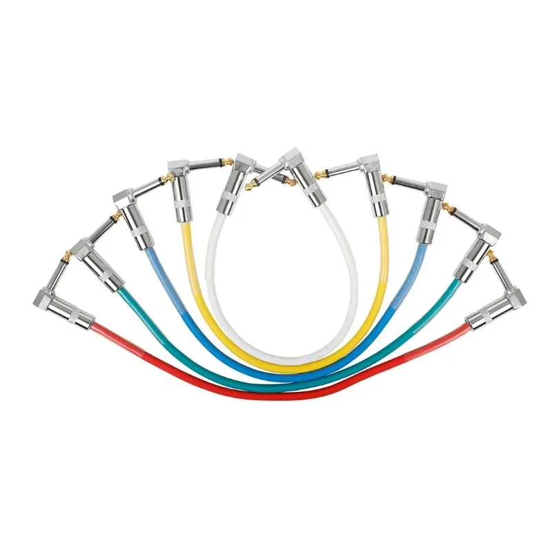 

Гитарный кабель с защитой от шума, 4 дюйма, 30 см, 1/4 дюйма, набор коннекторов под прямым углом, плоский соединительный кабель с педалью для электрической гитары