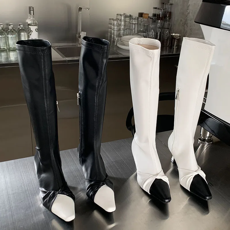 

2022 Office Lady Boots For Women Pumps Ladies Modern Female Shoes New Western Fashion Pointed Toe Knee High Boots High Heels