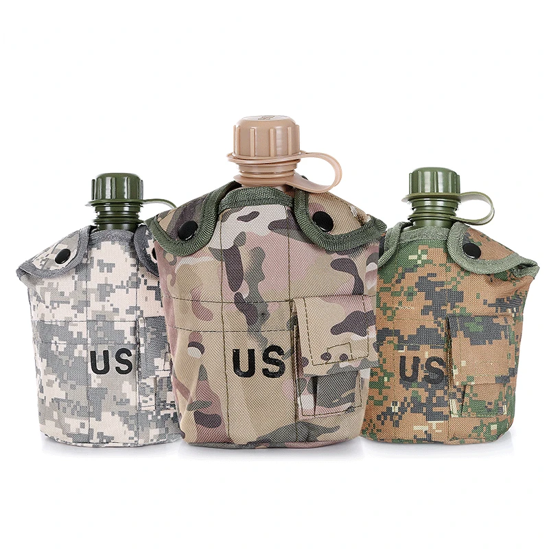 

1L Military Kettle Outdoor Water Bottle with Camouflage Pouch Portable Camping Mountaineering Hiking Backpack Survival Water Cup