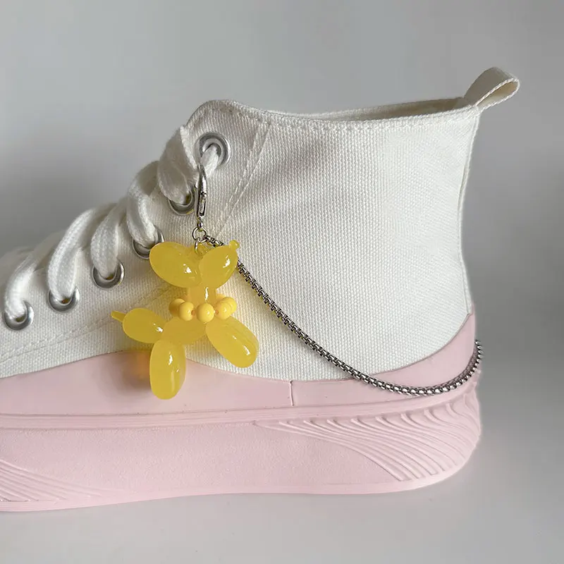 2PCS Stainless Steel Chains Candy Color Beaded Balloon Dog Shoe Buckles Decoration Canvas Board Shoes Accessories Shoe Jewelry