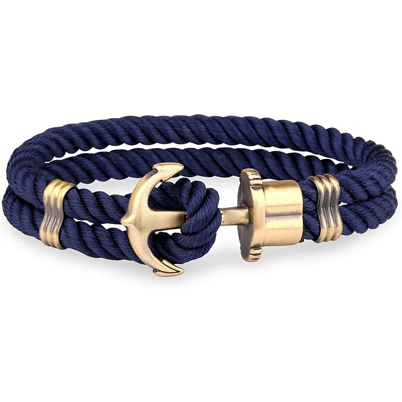 

Men Anchor Bracelet Made of Nylon in Navy Blue und Anchor Made of Brass NATO Anchor Braided Bracelet Belt For Women