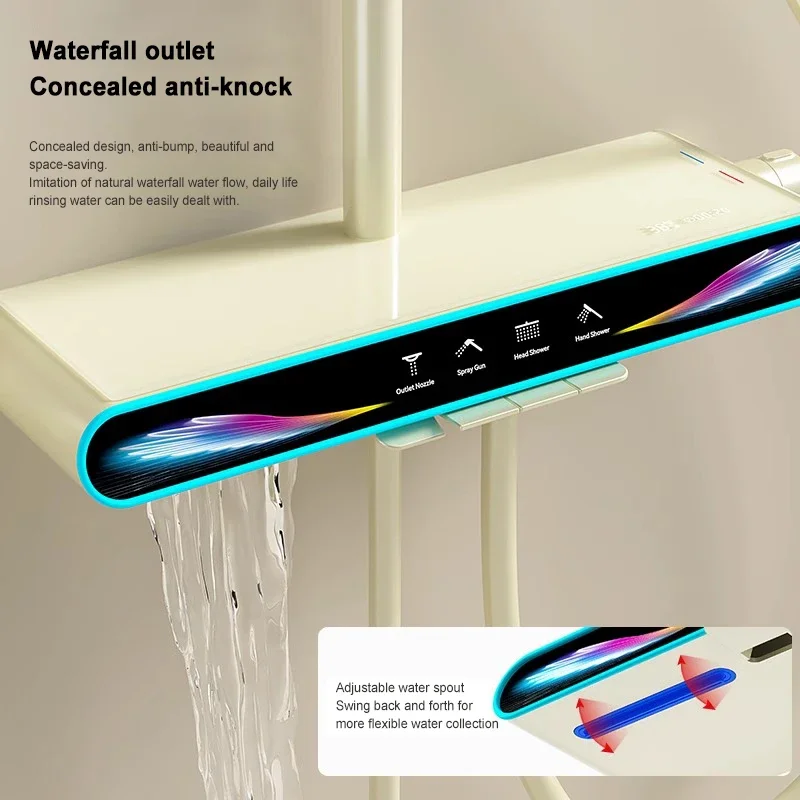 Умный термостатический душевой набор с цифровым дисплеем из меди