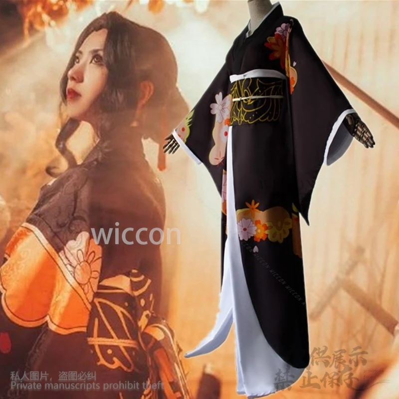 Косплей кибуцзи из аниме женский костюм музана парик японское кимоно Униформа