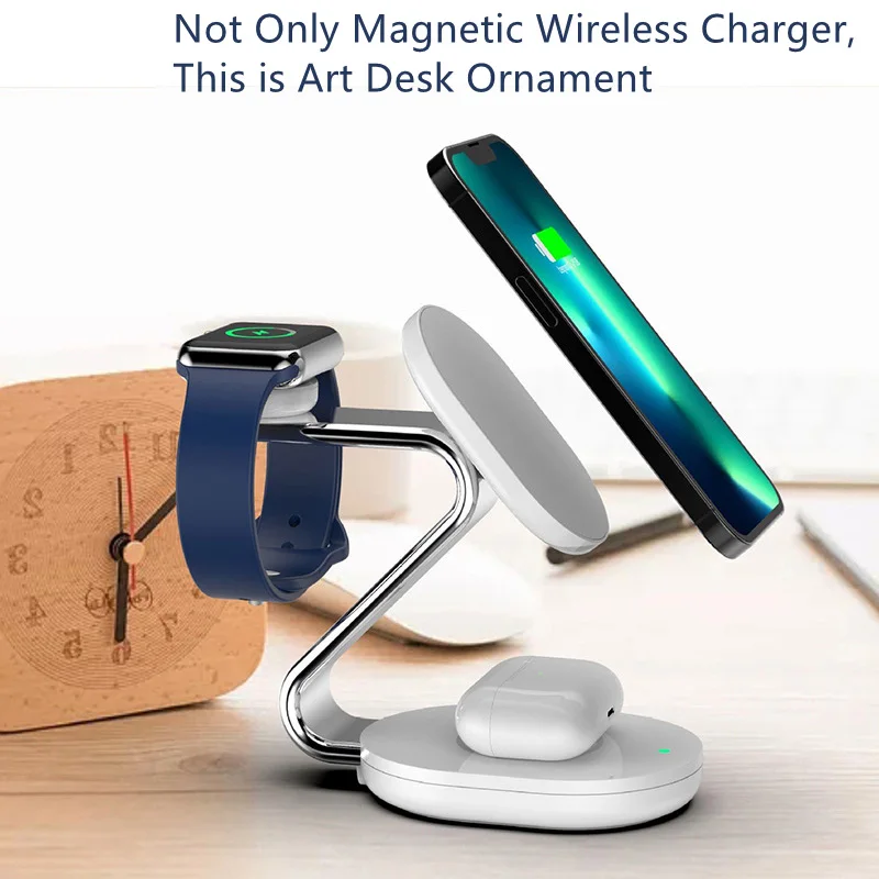

3In1 Magnetic Wireless Chargers Adjustable Desktop Fast Charging Station For iPhone13 Pro MAX AirPods Pro Apple Watch 7 Charger