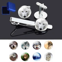 3 pcs untamed wolf suit cufflinks tie clip set wolf pattern french cufflinks tie clip set with gift box for men gift for father