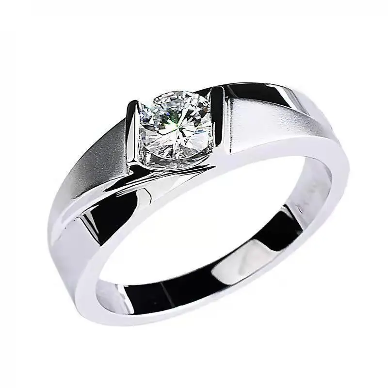 

New Design Moissanite 1 Carat Men's Ring Trend Fashion Gentleman Opening Adjustment Wedding Ring Jewelry Accessories